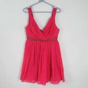 NWT ASOS Lipsy London Hot Pink Gold Bead Womens A-Line Mini Cocktail Party Dress